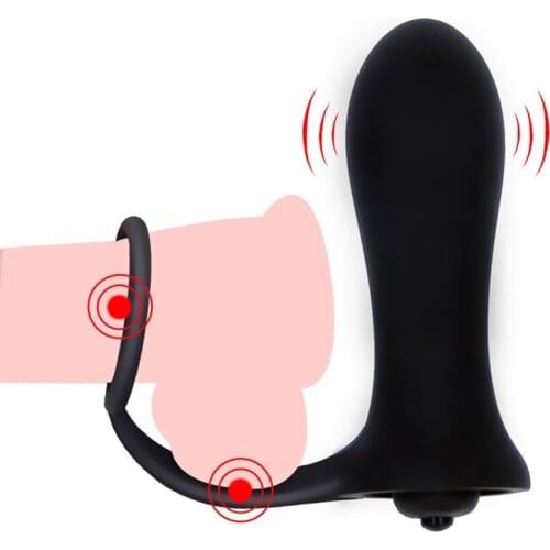 10 Frequency Silicone Male Prostate Massager With Penis Delay Ejaculation Ring Butt Plug Anal Plug Vibrator Sex Toy for Men