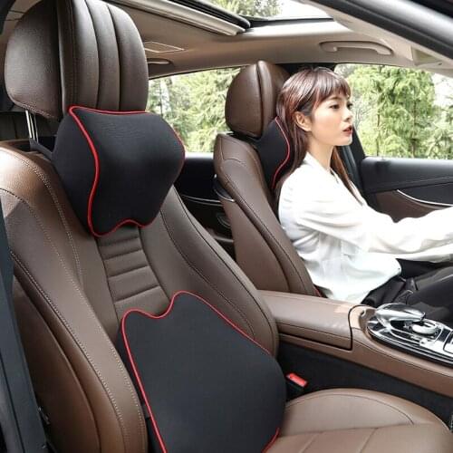 Car Headrest Pillow Neck Memory Lumbar Support Cotton Breathable Auto Neck Rest Headrest Cushion Seat Pillow