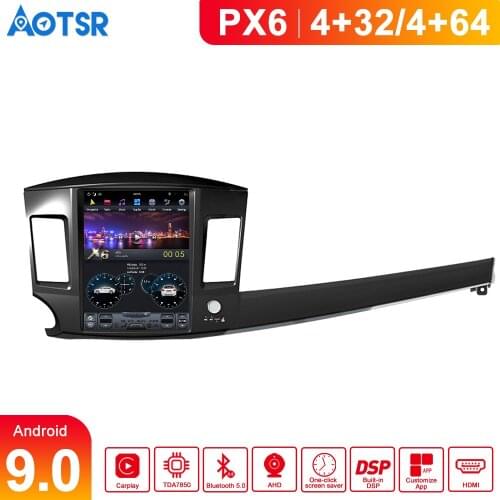 Android 9.0 4GB RAM Tesla style PX6 Car GPS Navigation For Mitsubishi Lancer 2007-2017 head unit multimedia radio tape recorder