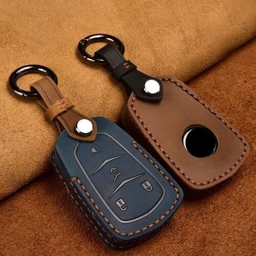 Car Key Case Cover Leather for Cadillac 2015 2016 CTS XTS SRX Escalade ESV Escalade ATS 5 Buttons Remote Fob Covers