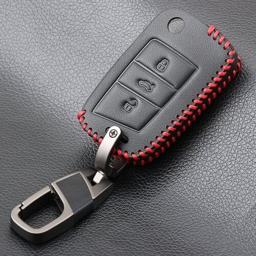 Car Leather Key Case Key Bag Key Cover For Volkswagen Golf 7 MK7 Tiguan Touran 2017 For Skoda Octavia A7 RS For Seat Leon Ibiza