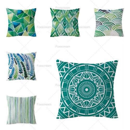 Turquoise Pillow Case Green Decorative Pillows Cover Geometric Cushion Cover Home Decor Throw Pillows outdoor cushions