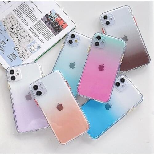 Gradient Rainbow Glitter Phone Case For iPhone 12 11Pro Max XR X XS Max 7 8 Plus Soft Silicone Shockproof Transparent Back Cover