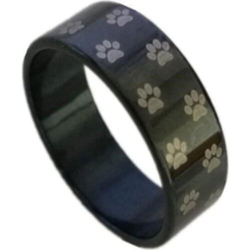 Black Stainless Steel Dog Paw Ring Men Jewelry Pet Footprint Claws Rainbow Rings For Women Gifts