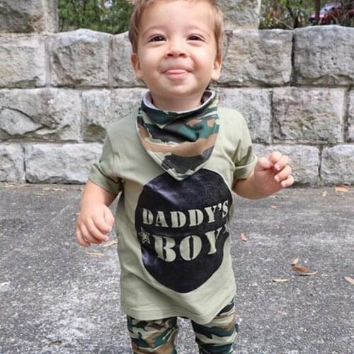 Baby DADDYS BOY GIRL 2020 Summer Casual Summer Newborn Baby Girls Clothes Set Tops T-Shirt+Pants Cute Outfit Set Camouflage