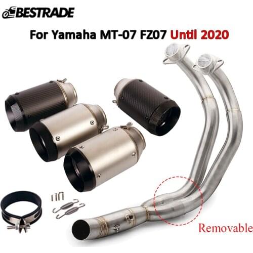 For Yamaha MT-07 FZ07 Until 2020 Motorcycle Full Exhaust System Header Link Pipe 51mm Mufflers Tube Stainless Steel Carbon Fiber