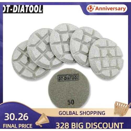 DT-DIATOOL 6pcs/set Dia 80mm/3" Diamond Resin Bond Concrete Sanding Discs Floor Renew Polishing Pads Repairing Concrete Floor