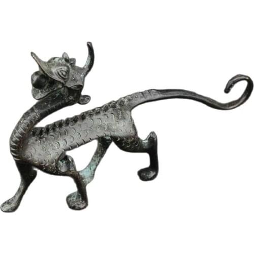 Chinese Bronze Dragon, an ancient sculpture made by hand