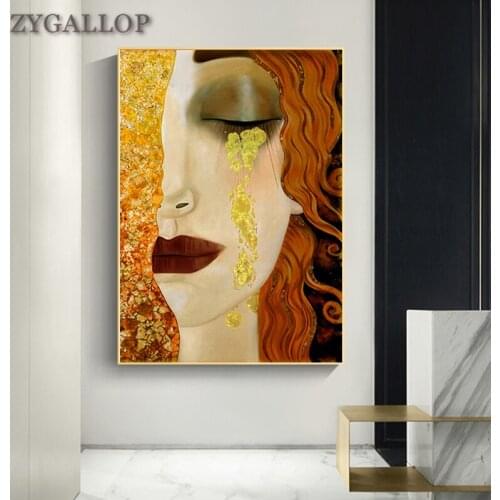Classic Artist Gustav Klimt Tear Oil Painting On Canvas Wall Art Abstract Portrait Poster Prints Wall Pictures For Living Room