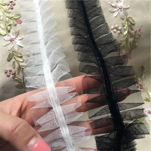 Beautiful White Black Double Edge Mesh Lace Trim Fabric for Clothing Dress Sewing DIY free shipping-Time