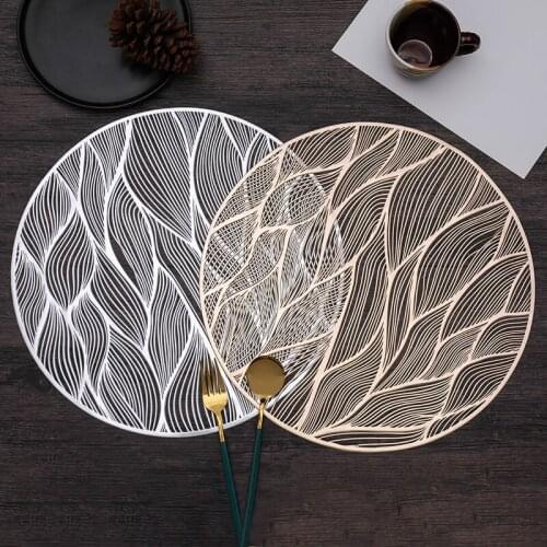 Round Shape Hollow PVC Bronzing Placemat For Dinner Table Mat For Coffee Tables Tableware Plates Decoration Kitchen Accessories