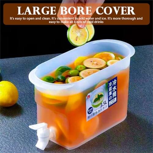 3500ml Water Pitcher Jug With Faucet Lemon Juice Kitchen Drinkware Kettle Pot Cold Ice Bottle Container Heat Resistant