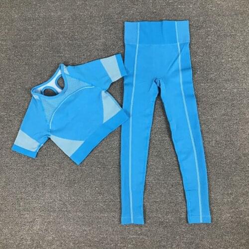 LANTECH Women Sports Suits Set Yoga Sets Gym Fitness Athletic Pants Sportswear Leggings Shirt Seamless Sports Activewear