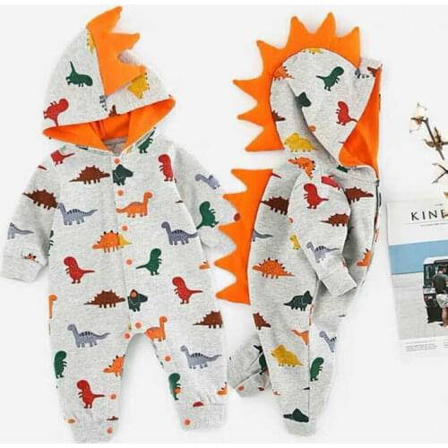 Fashion Newborn Baby Boys Girl Kids 2020 Funny Cute Dinosaur Doodle Romper Head Angle Decor Jumpsuit Outfit Clothes 0-24M