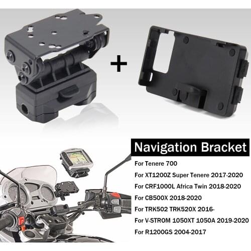 Motorcycle new black 10/12mm Navigation Bracket USB Charging Support For R1200GS CRF1000L CB500X Tenere700 XT1200Z TRK502 1050XT