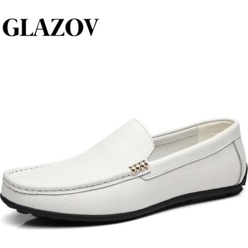 Genuine Leather Men Casual Shoes Brand 2020 Italian Men Loafers Moccasins Breathable Slip on Black Driving Shoes Plus Size 38-45