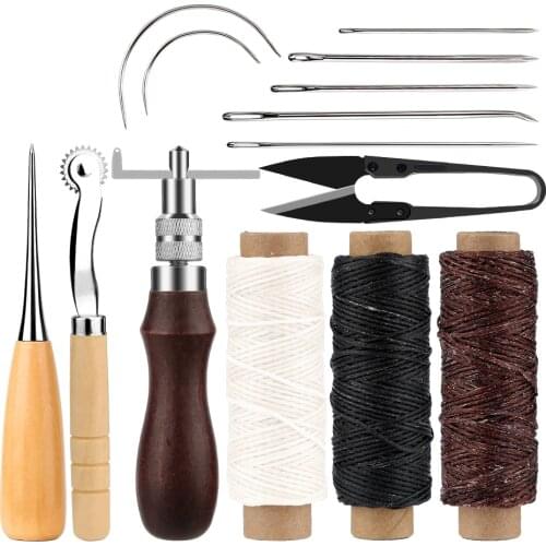 LMDZ Leather Sewing Kit With Sewing Needles Waxed Thread Multi-function Groover And Other Repairing DIY Tool For Leather Craft