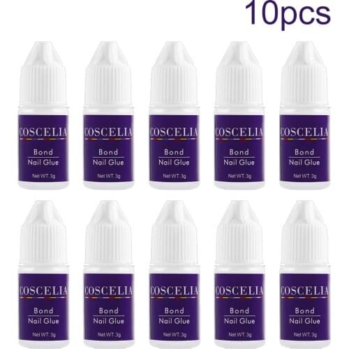 10pcs Set Nail Glue For False Nails Strong Fake Suitable For Sticky Acrylic Nail Art Super Strong Adhesive Rhinestone Beauty
