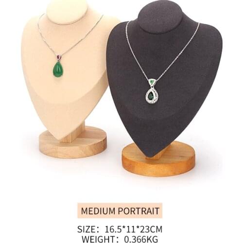 New Solid Wood Middle Portrait Model Jewelry Necklace Display Stand Women Earring Pendent Bracelet Jewellery Organizer Showcase