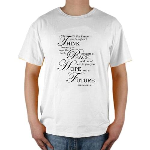 Mens Clothing Tops Tees T Shirts Jeremiah 29:11 Bible Verse - For I know the Plans I Have For You - Short Sleeve Streetwear Boy