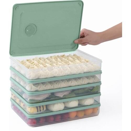 Single-layer Quick-frozen Dumpling Box Refrigerator Food Container No Divide Kitchen Transparent with Cover Plastic Storage Case