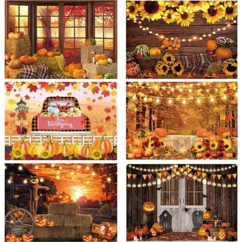 Autumn Harvest Pumpkin Birthday Party Backdrop for Photography Booth Halloween Thanksgiving Decoration Child Portrait Background