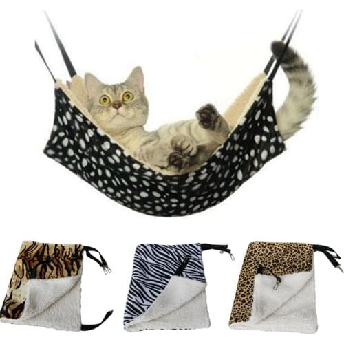 Cat Hammock Hanging Pet Bed Animals Skin Pattern Beds Cat Sleeping Bag Cage Cat Bed Mat Breathable Double-sided Use Cat Supplies