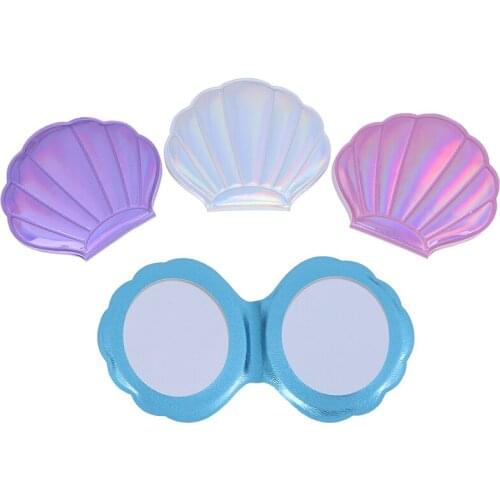 Portable Makeup Mirror Shell PU Leather 1:2 Magnifier Make Up Mirrors Girls 2-Face Pocket Cosmetics Mirror