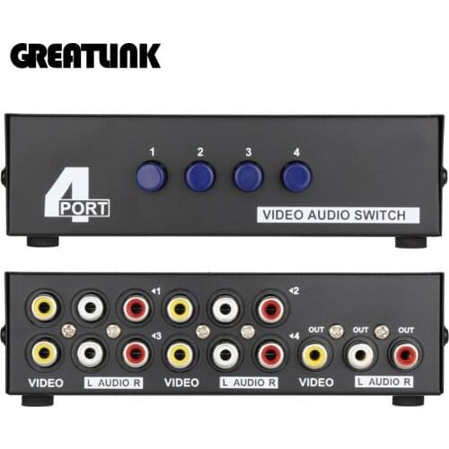 GREATLINK AV Switch Box 4 in 1 out AV Audio Video Signal Composite for HDTV LCD DVD 3 RCA Switcher 8 to 1 Selector not Splitter