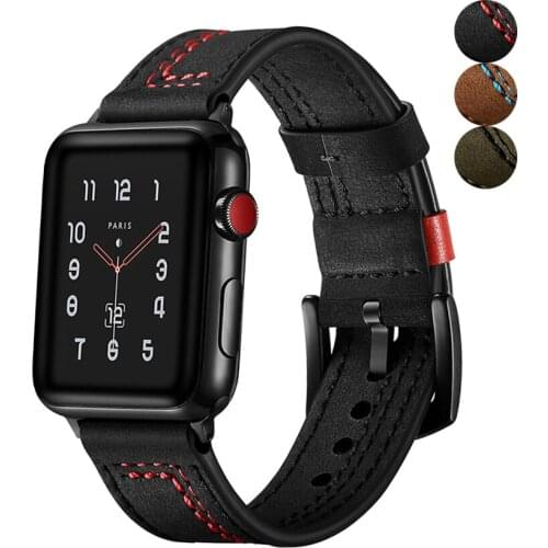 Leather strap for apple watch band 44 mm 40mm iWatch band 42mm/38 mm Genuine Leather watchband belt bracelet Apple watch 5 4 3 2