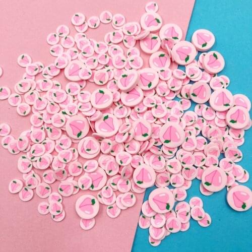 100g Pink Peach Slices Polymer Hot Soft Clay Sprinkles for DIY Crafts Nail Art Decoration Plastic klei Tiny Cute Mud Particles