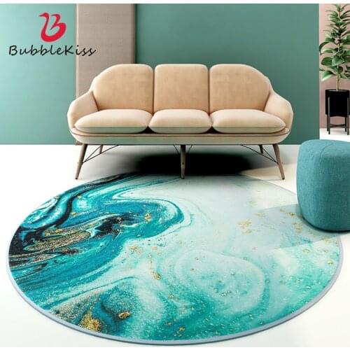 Nordic Abstract Round Carpets For Home Living Room Green Glod Area Rugs For Bedroom Decor Soft Chenille Floor Mat Sale At A Loss
