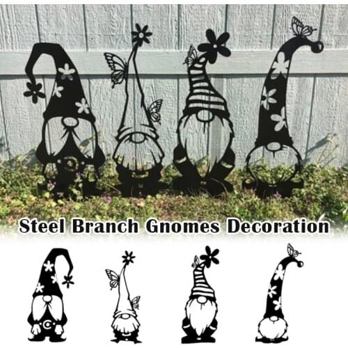 Steel Branch Gnomes Decoration Cute Standing Silhouette For Garden Yard Outdoor Decor Pure Hand-made Home Decoration Accessories
