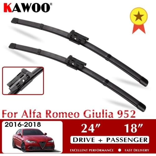 KAWOO Wiper Car Wiper Blades For Alfa Romeo Giulia 952 October 2016 - Nov. 2018 Windshield Windscreen Window 24"+18" LHD RHD
