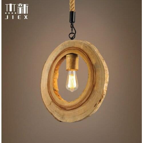 Vintage Circular hollow trunk Pendant Lamp Retro Hanging Lamp Lampshade For Restaurant /Bar/Coffee Shop Home Lighting Luminarias