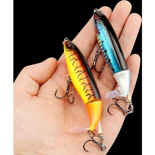 WALK FISH 1PCS 100mm/13.2g Top Water Popper Fishing Lure Hard Bait Wobblers Rotating Soft Tail Fishing Tackle