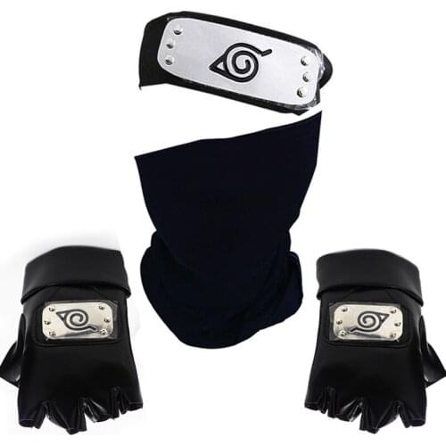 Anime Naruto Hatake Kakashi Gloves Mask Headband Accessories Kunai Konohagakurenosato Sign Cosplay Props Halloween Party Props