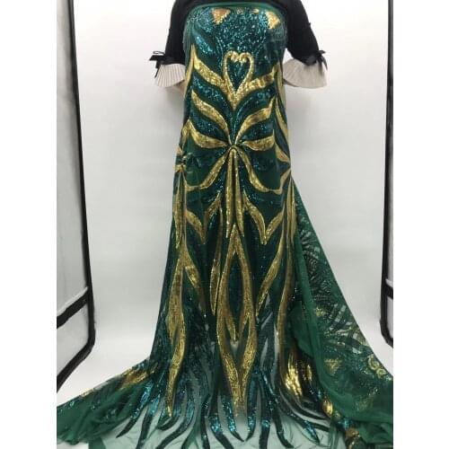 Green African Sequins Lace Fabric Embroidery Nigerian Lace Fabrics 2021 High Quality Lace French Lace Fabric For Women J4727