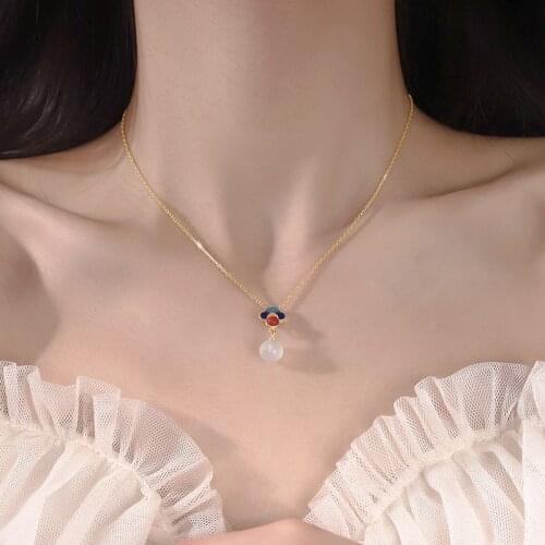 Women Jewelry Geometric Pendant Necklace 2021 New Design Vintage Temperament Chain Necklace For Girl Fine Accessories