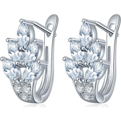 Womens Flower Water Drop Crystal Zircon Wedding Elegant Stud Earrings For Women