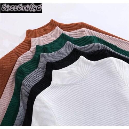 On sale 2019 autumn winter Women Knitted Turtleneck Sweater Casual Soft polo-neck Jumper Fashion Slim Femme Elasticity Pullovers