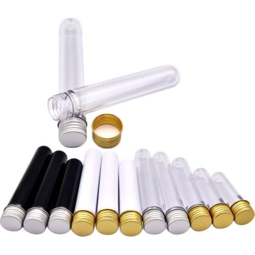 10pcs 20/25/30ml mask bath salt test tube with aluminum cap, black white clear plastic cosmetic tube, Cosmetic Packaging