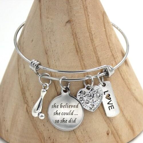 10PCS Stainless Steel Bowling Bangle Sport Bowling Bracelet Charm Bracelet bowling jewelry gifts for Bowling Players Pulsera