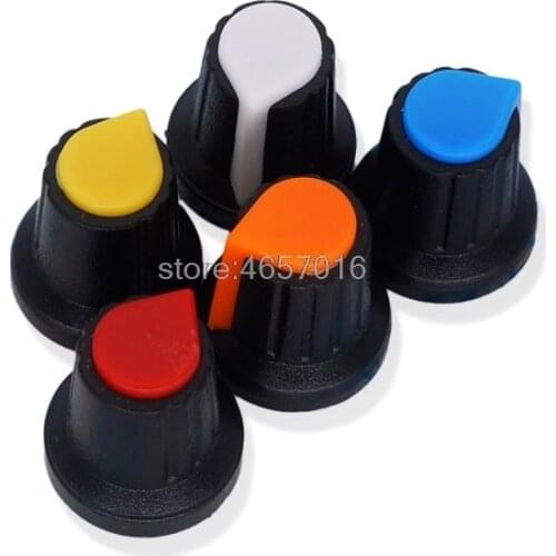 10Pcs WH148 Potentiometer Switch knob Cap Plastic Knob Plum Handle 15X17mm AG2 Handle 6MM BLACK RED YELLOW ORANGE WHITE
