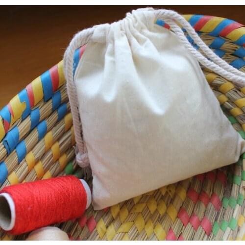 100pcs/lot free shipping small cotton jewelry pouch cotton gift pouch cotton drawstring pouch bag table PC bag jewelry bag