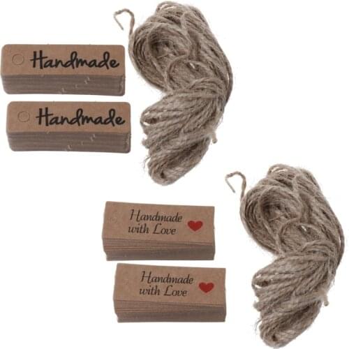 100PCS Retro Kraft Paper Gift Cards Handmade Price Tags for Wedding Birthday