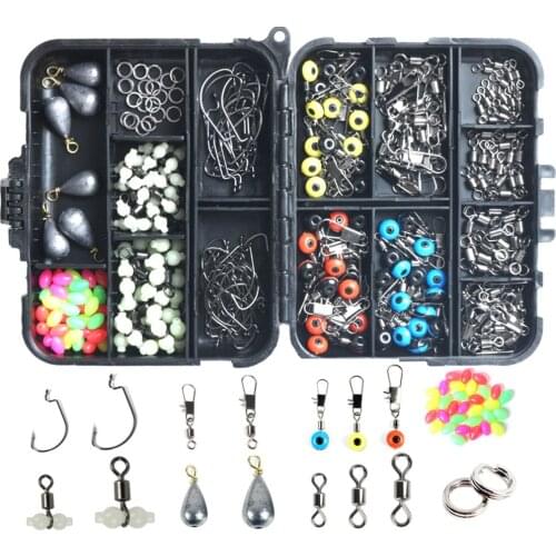 251Pcs/Box Fishing Tackle Box Fishing Accessories Kit Including Jig Hooks Bullet Bass Casting Sinker Weights Ocean Rock Fishing