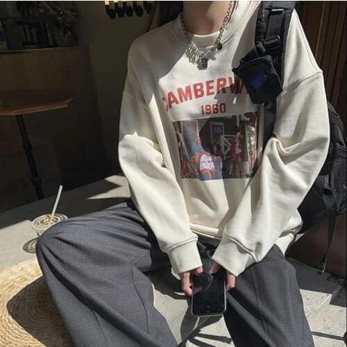 Apricot Vintage American Stylish Print Sweatshirts Oversized Goth Fashion Tops Streetwear Cool Lady Pullovers Korean Harajuku