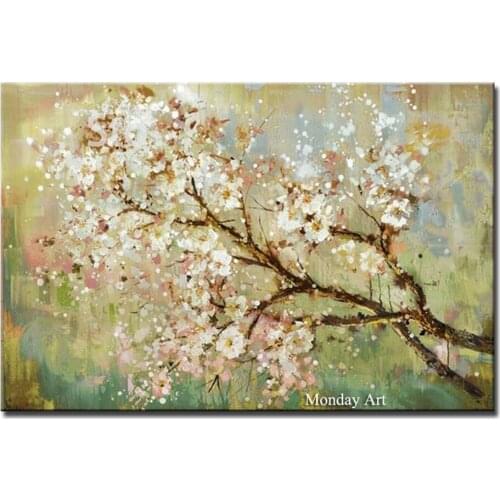 Large Handpainted Lover Rain Street Tree Lamp Landscape Oil Painting On Canvas Wall Art Wall Pictures For Living Room Home Decor