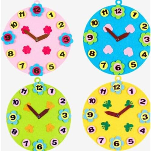 Pretty 4 Candy Color For Choose 3MM Felt Moveable Clock Kids Early Leanring Felt Fabric Children handmade Nonwoven Decoration